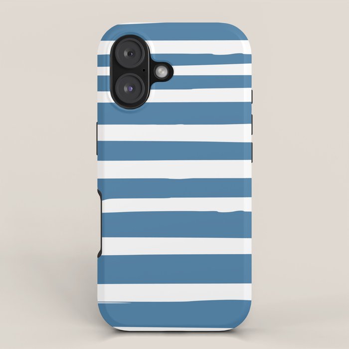 Ocean Stripes, Abstract, Blue and White, Striped Pattern iPhone Case Gallery Image 1