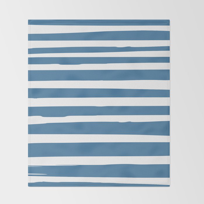 Ocean Stripes, Abstract, Blue and White, Striped Pattern Throw Blanket Gallery Image 2