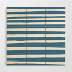 Ocean Stripes, Abstract, Blue and White, Striped Pattern Wood Wall Art Gallery Image 1