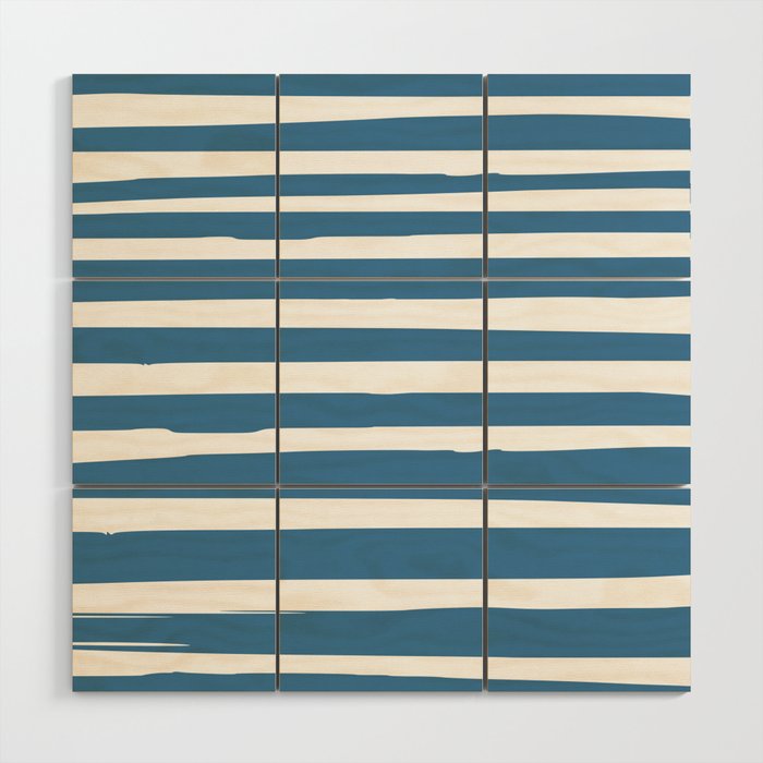 Ocean Stripes, Abstract, Blue and White, Striped Pattern Wood Wall Art Gallery Image 1