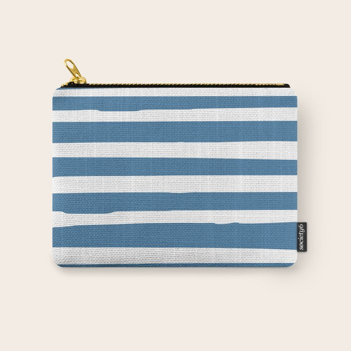 Ocean Stripes, Abstract, Blue and White, Striped Pattern Carry All Pouch Gallery Image 1