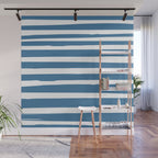 Ocean Stripes, Abstract, Blue and White, Striped Pattern Wall Mural Gallery Image 1
