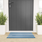 Ocean Stripes, Abstract, Blue and White, Striped Pattern Welcome Mat Gallery Image 3