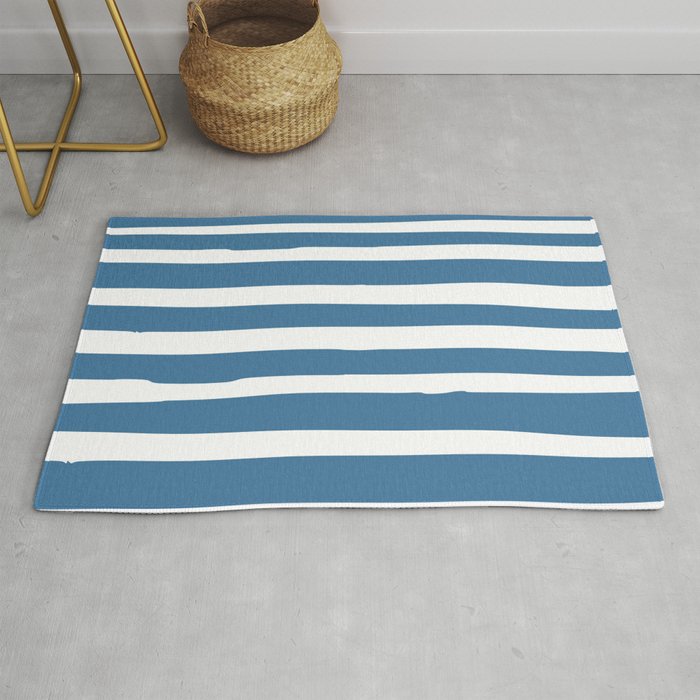 Ocean Stripes, Abstract, Blue and White, Striped Pattern Rug Gallery Image 1