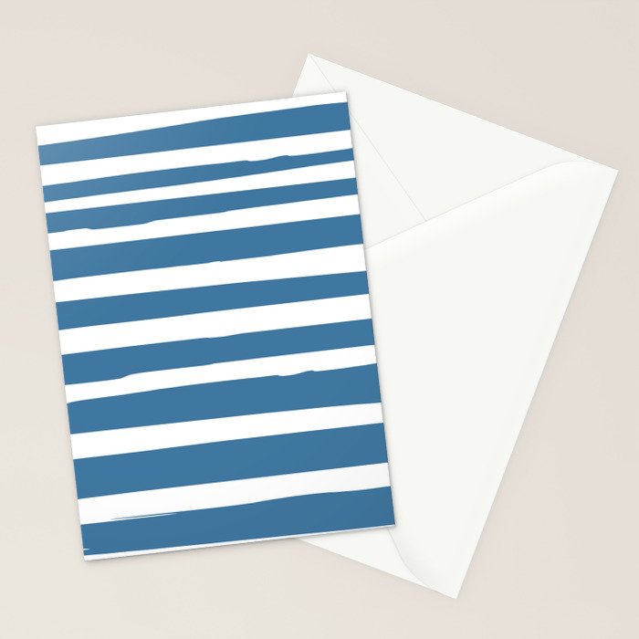 Ocean Stripes, Abstract, Blue and White, Striped Pattern Stationery Card Gallery Image 2