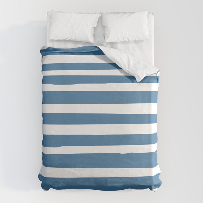 Ocean Stripes, Abstract, Blue and White, Striped Pattern Duvet Cover Gallery Image 6