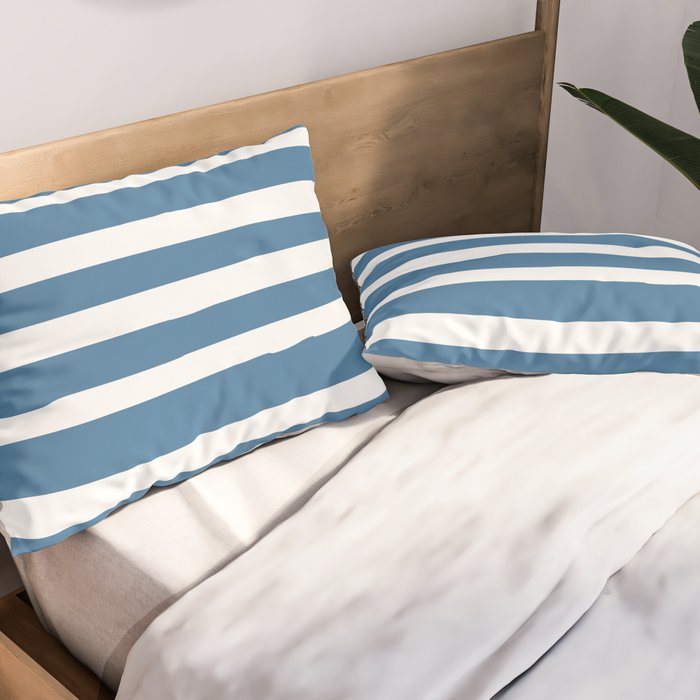 Ocean Stripes, Abstract, Blue and White, Striped Pattern Pillow Sham Gallery Image 2