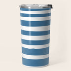 Ocean Stripes, Abstract, Blue and White, Striped Pattern Travel Mug Gallery Image 2