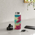 The New Year in Hisseii - Autumn Tree & Mountain by the Ocean Ukiyoe Nature Landscape in Red & Blue Water Bottle Gallery Image 4