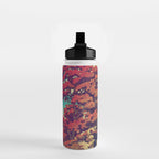 The New Year in Hisseii - Autumn Tree & Mountain by the Ocean Ukiyoe Nature Landscape in Red & Blue Water Bottle Gallery Image 2