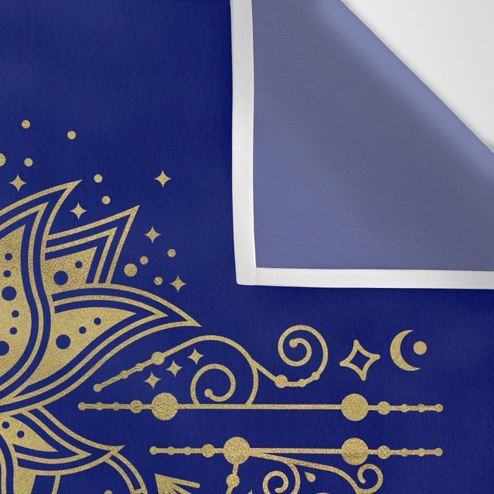 Sacred Lotus Mandala - Navy & Gold Palette Wall Tapestry Gallery Image 3