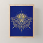 Sacred Lotus Mandala - Navy & Gold Palette Mini Art Print Gallery Image 1