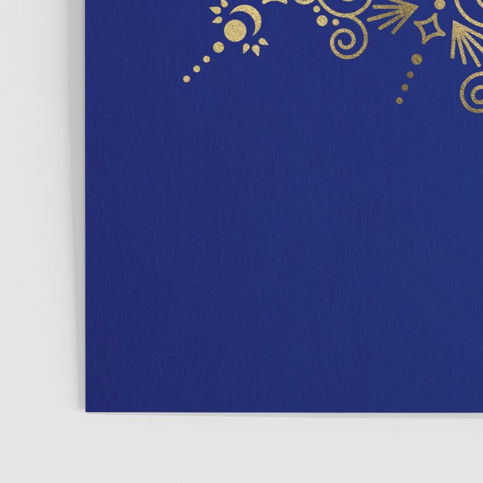Sacred Lotus Mandala - Navy & Gold Palette Poster Gallery Image 3