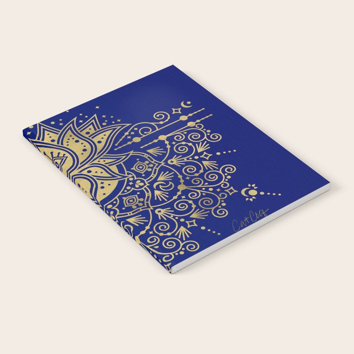 Sacred Lotus Mandala - Navy & Gold Palette Notebook Gallery Image 2