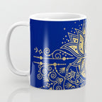 Sacred Lotus Mandala - Navy & Gold Palette Coffee Mug Gallery Image 3