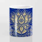 Sacred Lotus Mandala - Navy & Gold Palette Coffee Mug Gallery Image 4