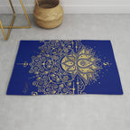 Sacred Lotus Mandala - Navy & Gold Palette Rug Gallery Image 1