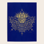 Sacred Lotus Mandala - Navy & Gold Palette Poster Gallery Image 4