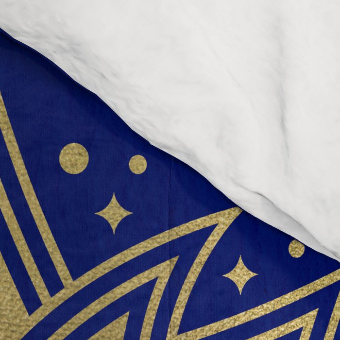 Sacred Lotus Mandala - Navy & Gold Palette Comforter Gallery Image 4