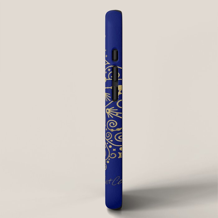 Sacred Lotus Mandala - Navy & Gold Palette iPhone Case Gallery Image 2
