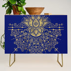Sacred Lotus Mandala - Navy & Gold Palette Credenza Gallery Image 1
