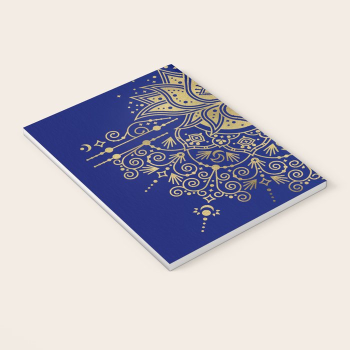 Sacred Lotus Mandala - Navy & Gold Palette Notebook Gallery Image 3
