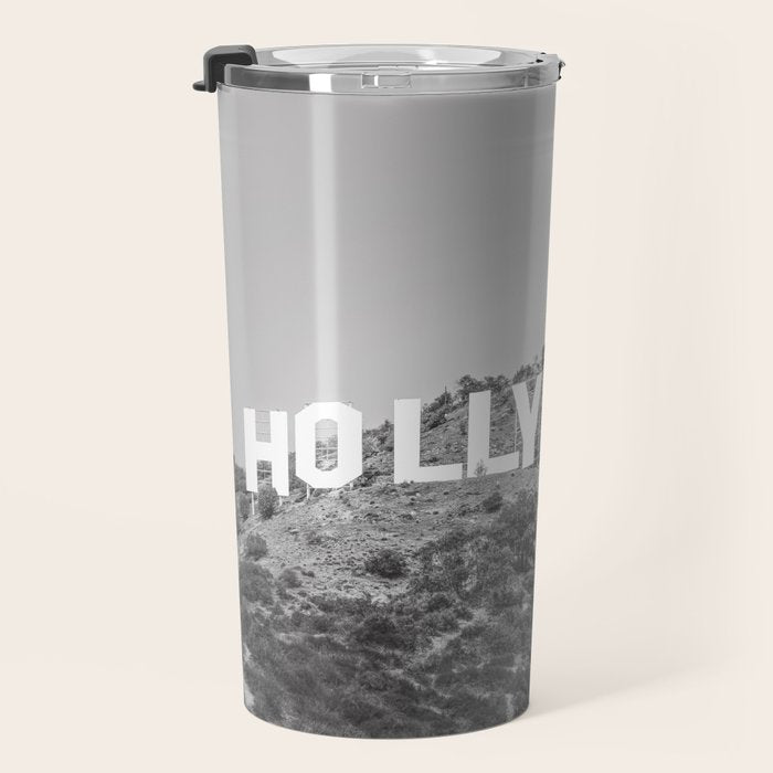 Hollywood Sign Black and White Travel Mug Gallery Image 3