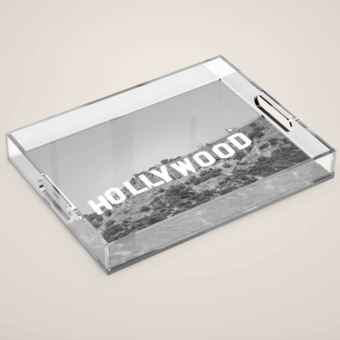 Hollywood Sign Black and White Acrylic Tray Gallery Image 1