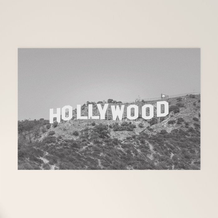 Hollywood Sign Black and White Welcome Mat Gallery Image 1