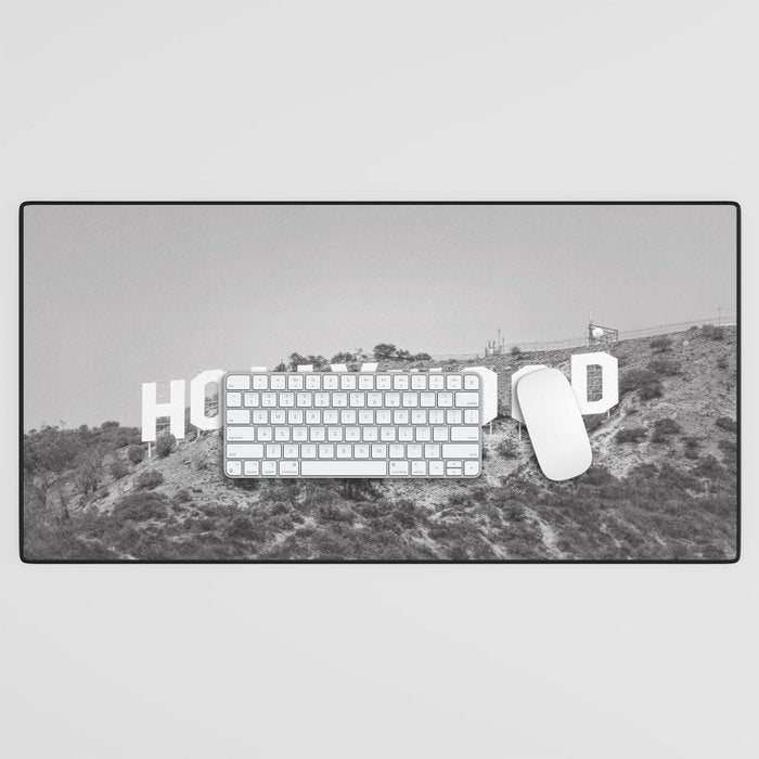 Hollywood Sign Black and White Desk Mat Gallery Image 1