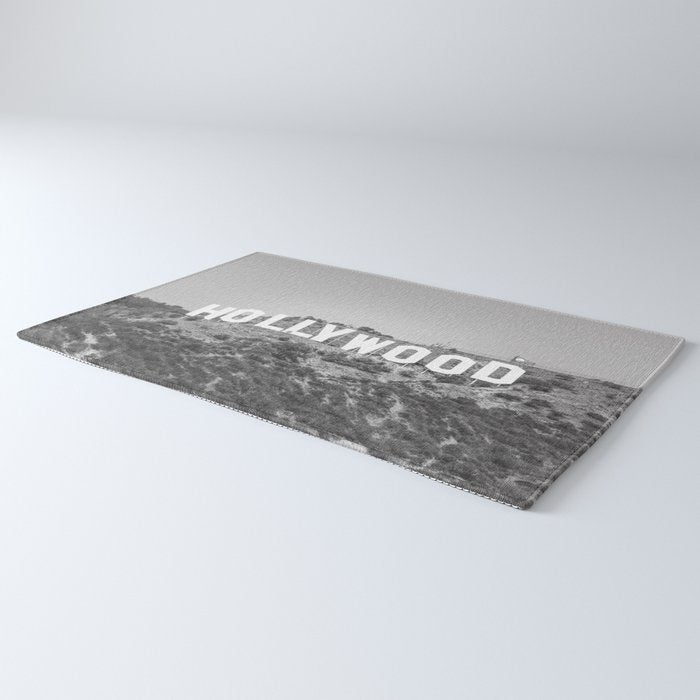 Hollywood Sign Black and White Rug Gallery Image 3