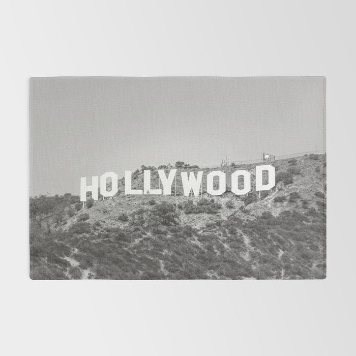 Hollywood Sign Black and White Rug Gallery Image 2