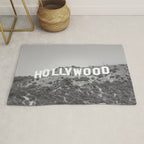 Hollywood Sign Black and White Rug Gallery Image 1