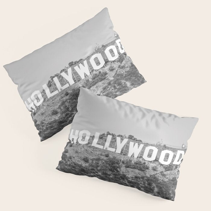 Hollywood Sign Black and White Pillow Sham Gallery Image 3