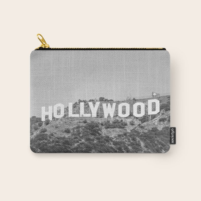 Hollywood Sign Black and White Carry All Pouch Gallery Image 1