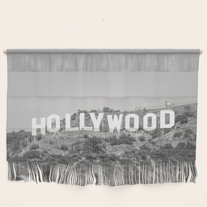 Hollywood Sign Black and White Wall Hanging Gallery Image 1