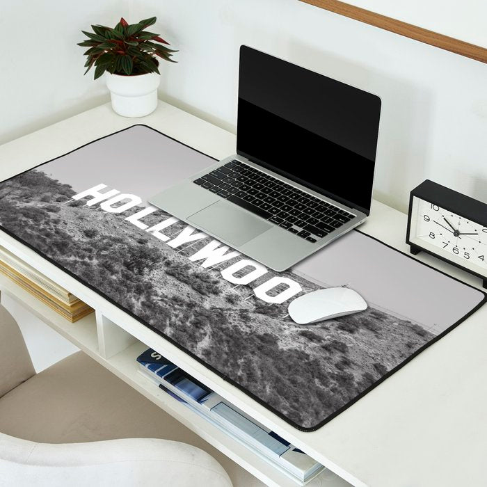 Hollywood Sign Black and White Desk Mat Gallery Image 2