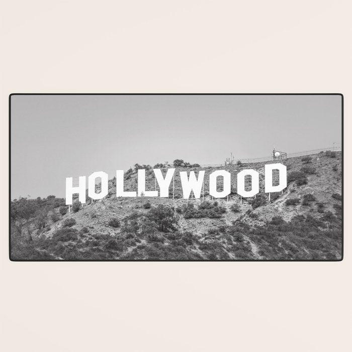 Hollywood Sign Black and White Desk Mat Gallery Image 3