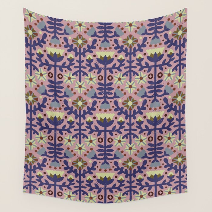 Playful Folk Floral Wall Tapestry Gallery Image 4