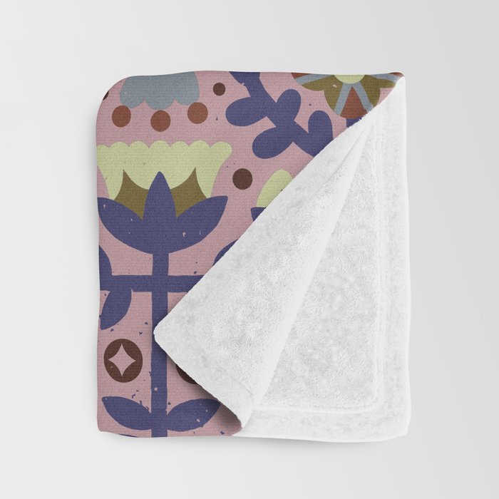 Playful Folk Floral Throw Blanket Gallery Image 3
