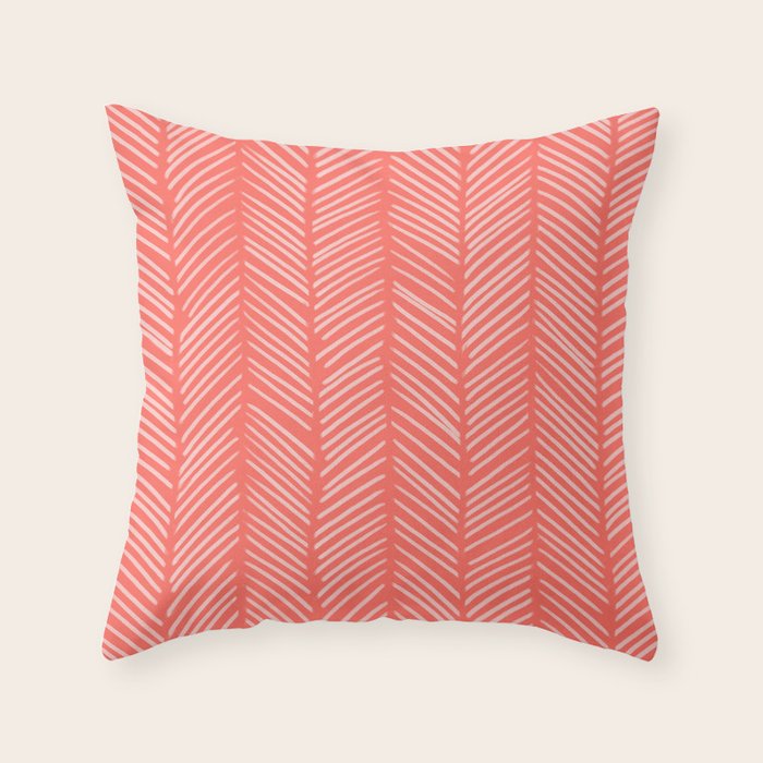Coral Herringbone Throw Pillow Gallery Image 6