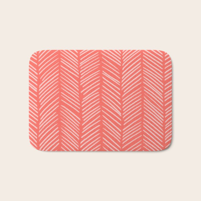 Coral Herringbone Bath Mat Gallery Image 1