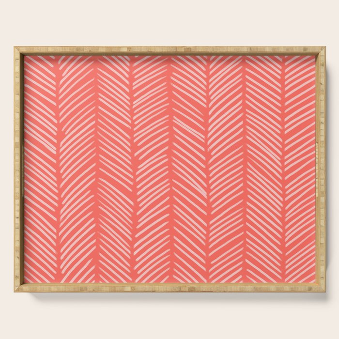 Coral Herringbone Serving Tray Gallery Image 1