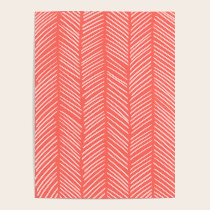 Coral Herringbone Poster Gallery Image 1