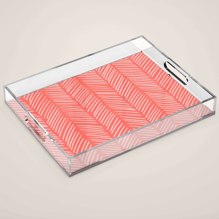 Coral Herringbone Acrylic Tray Gallery Image 1