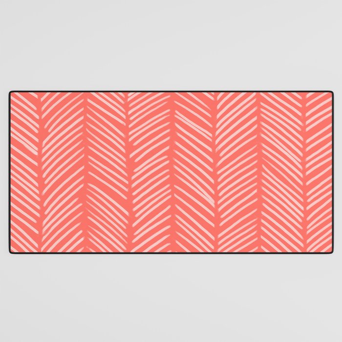 Coral Herringbone Desk Mat Gallery Image 3