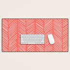 Coral Herringbone Desk Mat Gallery Image 1