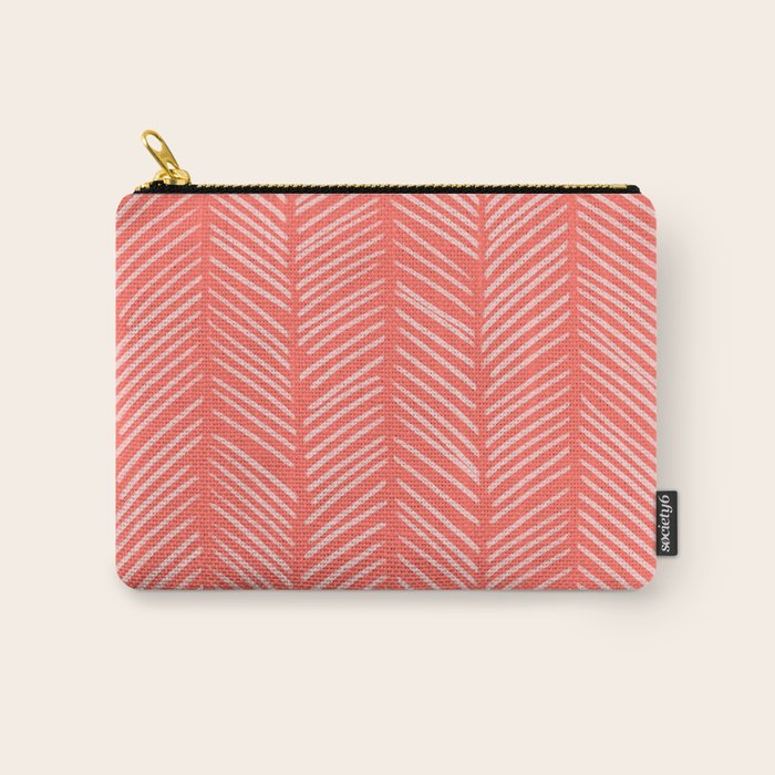 Coral Herringbone Carry All Pouch Gallery Image 1