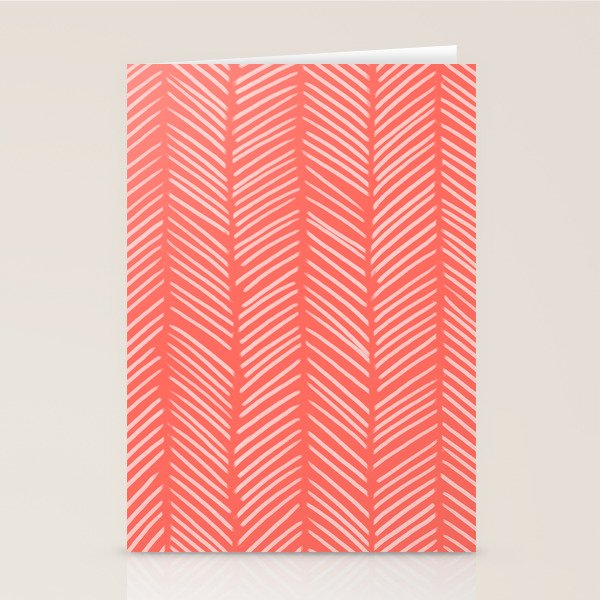 Coral Herringbone Stationery Card Gallery Image 1