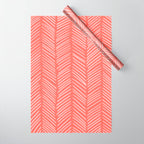 Coral Herringbone Wrapping Paper Gallery Image 1